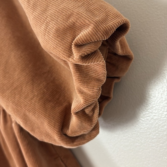 Everlane corduroy babydoll puff sleeve mini dress camel size XS - Picture 7 of 14